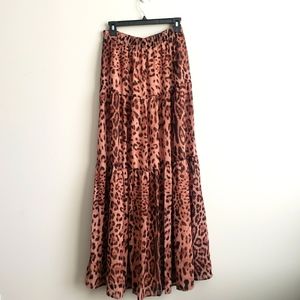 Animal Print Tiered Maxi Skirt